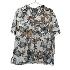 Alfred Dunner Butterfly Button Up Shirt - Size 16